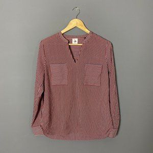 CAbi 5335 Franklin Split Neck Striped Blouse Top